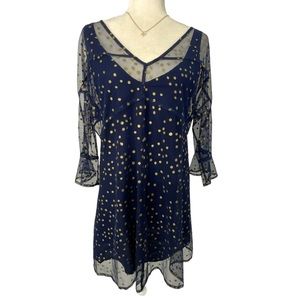 See by Chloe Navy with Polka Dot Overlay Dress A7